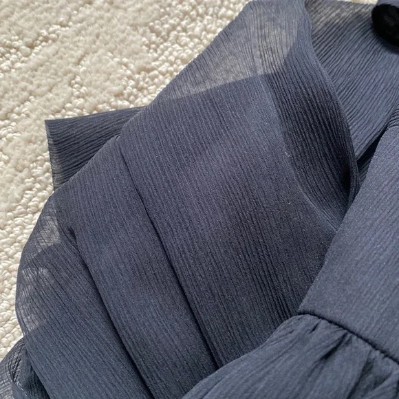 LIKE NEW J. Crew | Silk Chiffon Knot Dress Size 0 Petite Little Black Dress - Picture 10 of 16